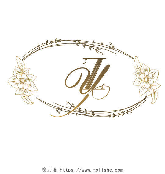 金色字母变形风格字母ZY婚礼字母logo